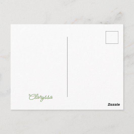 Briefkaart van groene en bruine kippen (Achterkant)