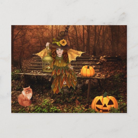 Briefkaart van Halloween met Woodland Fairy (Voorkant)