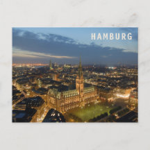 Briefkaart van hamburg bij nacht