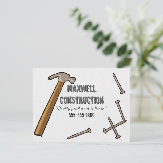 Briefkaart van hamer en spijkers (Staand voorkant)