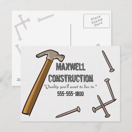 Briefkaart van hamer en spijkers (Voorkant / Achterkant)