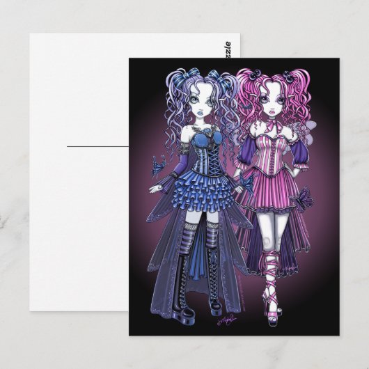 Briefkaart van Haylee en Maegan Gothic Fairies (Voorkant / Achterkant)