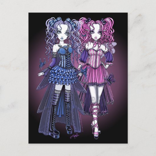 Briefkaart van Haylee en Maegan Gothic Fairies (Voorkant)