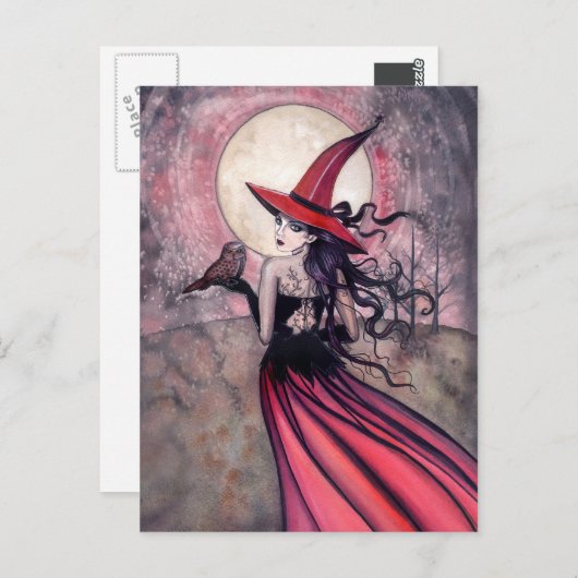Briefkaart van heks en uil (Voorkant / Achterkant)