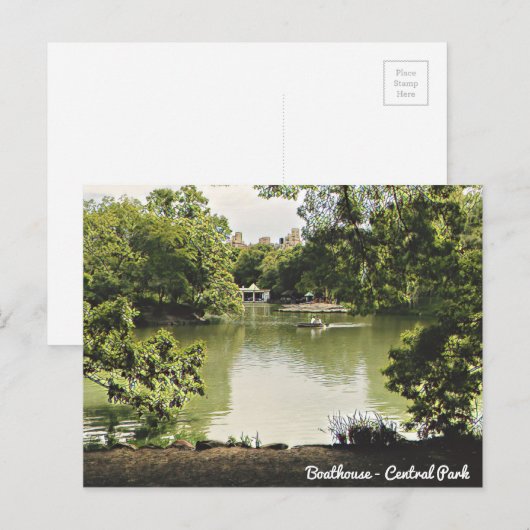 Briefkaart van het centrale park van Boathouse (Voorkant / Achterkant)
