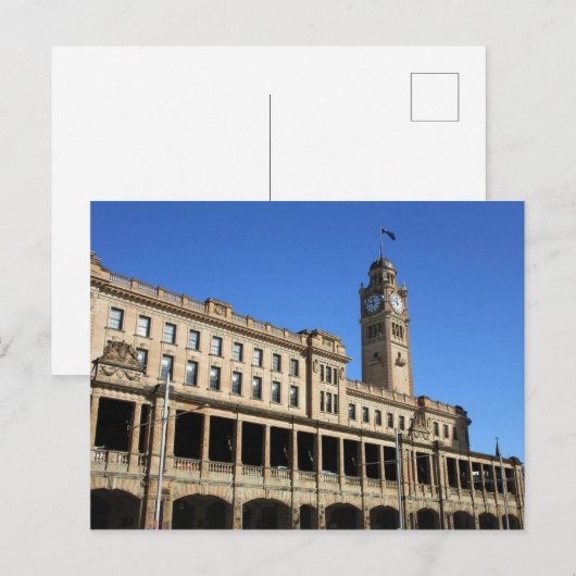 Briefkaart van het centrale spoorwegstation van Sy (Voorkant / Achterkant)