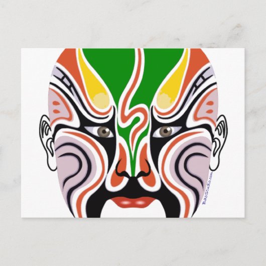 Briefkaart van het Chinese Peking Opera-masker (Voorkant)