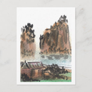 Briefkaart van het Chinese rivierlandschap