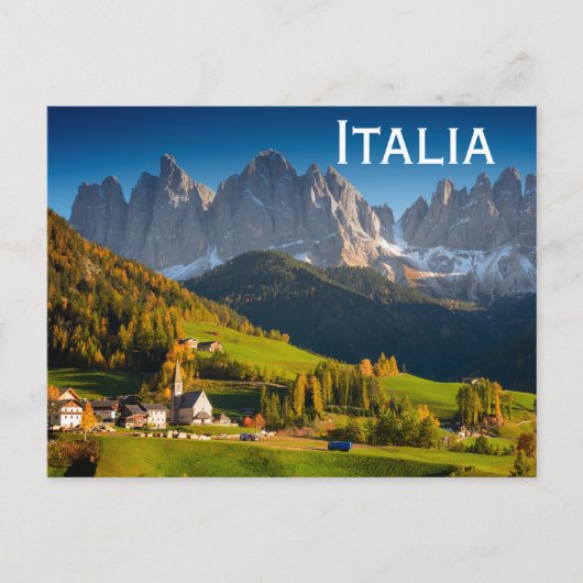 Briefkaart van het dorp Dolomites met de tekst "It (Voorkant)
