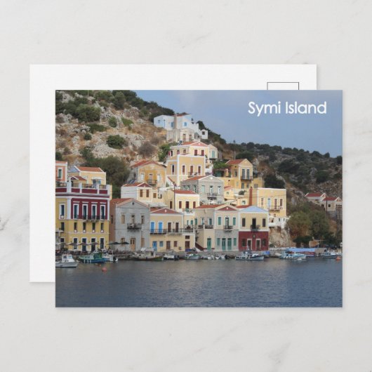 Briefkaart van het eiland Symi in Griekenland (Voorkant / Achterkant)