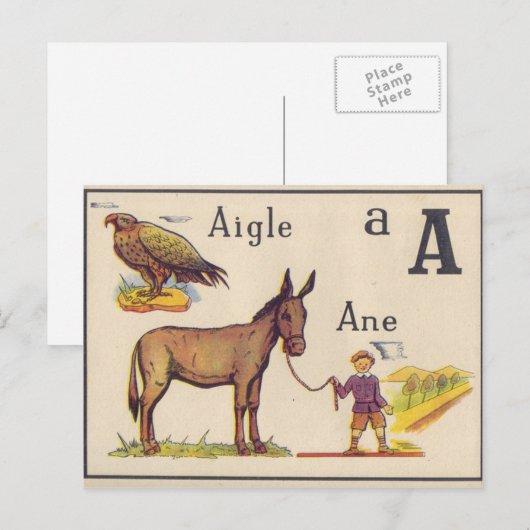 briefkaart van het Franse Alfabet (Voorkant / Achterkant)