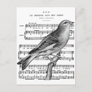 Briefkaart van het Franse Bird Song Music