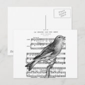  Briefkaart van het Franse Bird Song Music (Voorkant / Achterkant)