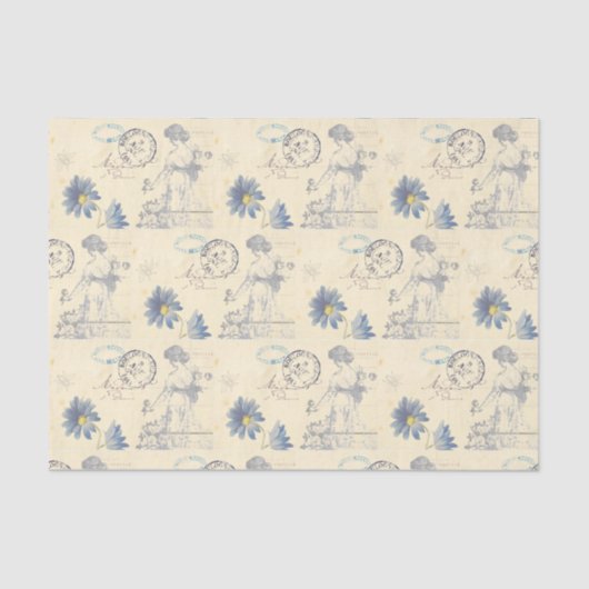  Briefkaart van het Franse Roos Lady Bee Flower Tissuepapier (Voorkant)