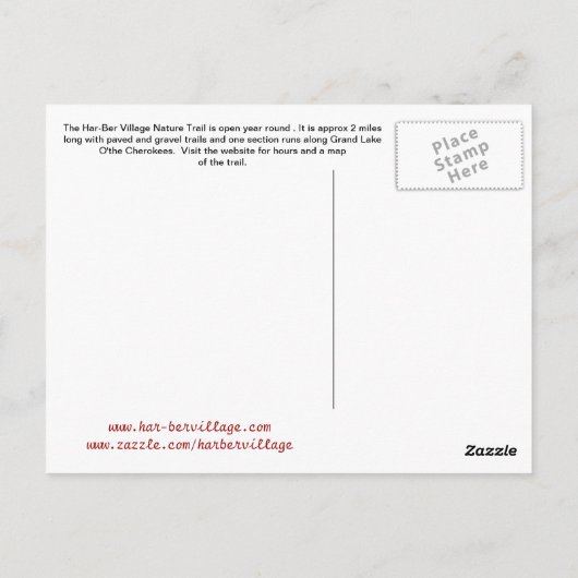 Briefkaart van het Har-Ber Village Natuur Trail 19 (Achterkant)