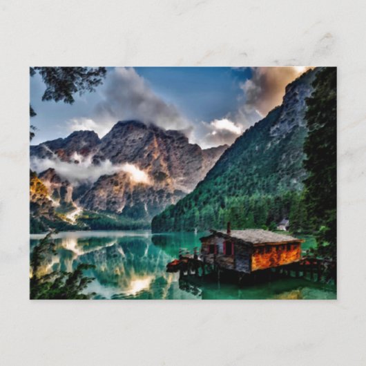 Briefkaart van het Italiaanse meer (Voorkant)