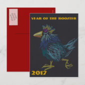 Briefkaart van het Jaar van de Haan van de douane (Voorkant / Achterkant)