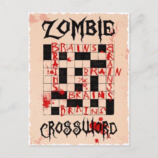Briefkaart van het kruiswoord Zombie (Voorkant)