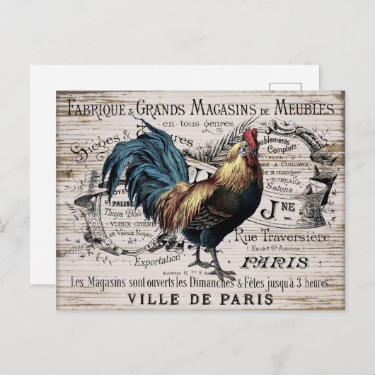  briefkaart van het land van Parijs (Voorkant / Achterkant)