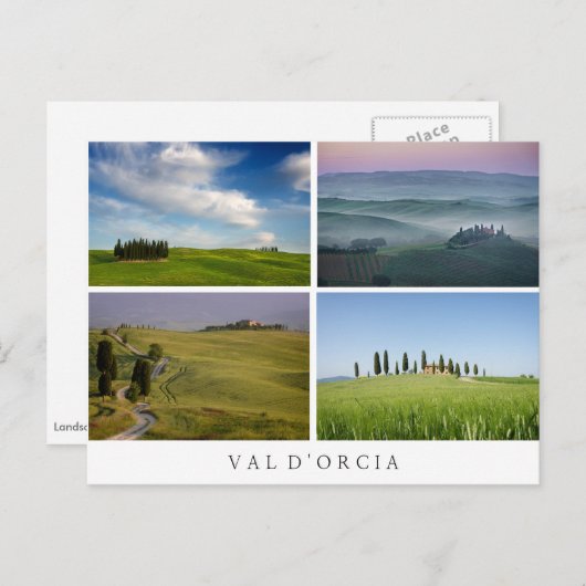 Briefkaart van het landschap Val d'Orcia (Voorkant / Achterkant)