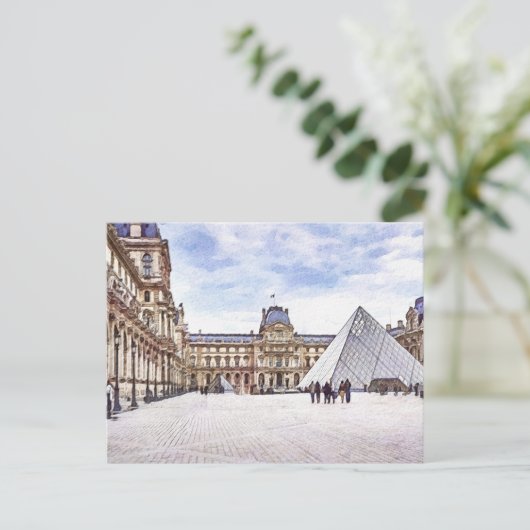 Briefkaart van het Louvre-museum van Parijs (Staand voorkant)