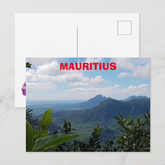 Briefkaart van het Mauritiaanse berglandschap (Voorkant / Achterkant)