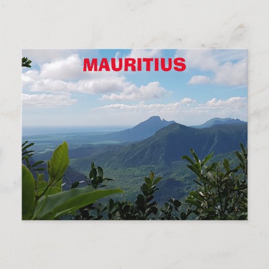 Briefkaart van het Mauritiaanse berglandschap (Voorkant)