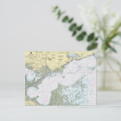 Briefkaart van het meer Borgne LA Nautical Chart (Staand voorkant)