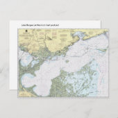 Briefkaart van het meer Borgne LA Nautical Chart (Voorkant / Achterkant)