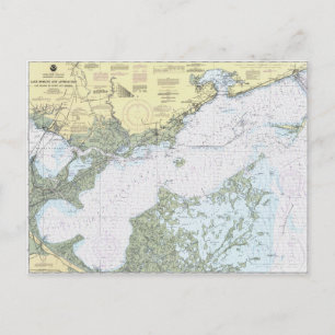 Briefkaart van het meer Borgne LA Nautical Chart