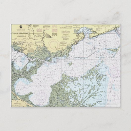 Briefkaart van het meer Borgne LA Nautical Chart (Voorkant)