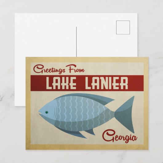 Briefkaart van het meer Lanier Georgia Blue Fish  (Voorkant / Achterkant)
