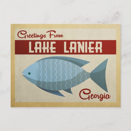 Briefkaart van het meer Lanier Georgia Blue Fish (Voorkant)