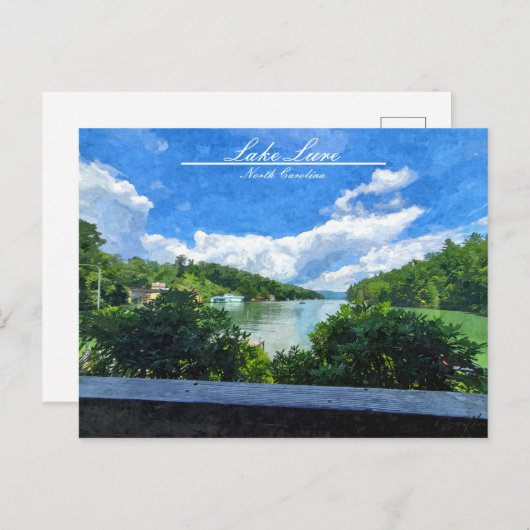 Briefkaart van het meer Lure North Carolina (Voorkant / Achterkant)