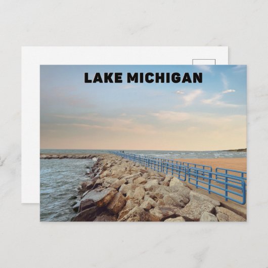 Briefkaart van het meer Michigan (Voorkant / Achterkant)
