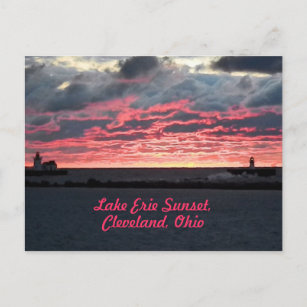 Briefkaart van het meer van Erie Sunset (Cleveland