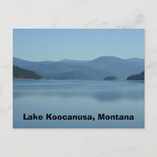 Briefkaart van het meer van Koocanusa Montana (Voorkant)