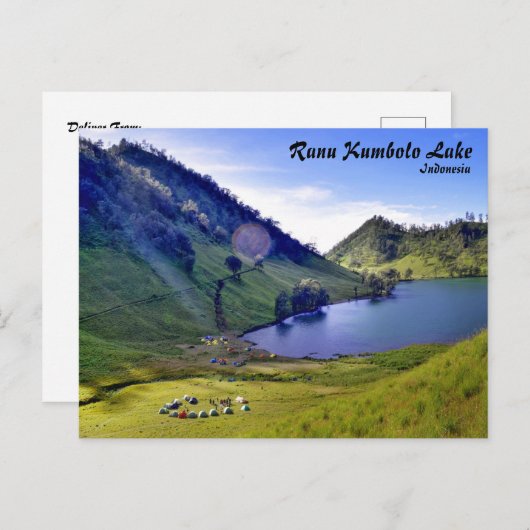 Briefkaart van het meer van Ranu Kumbolo in Indone (Voorkant / Achterkant)