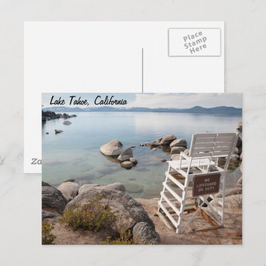 Briefkaart van het meer van Tahoe (Voorkant / Achterkant)