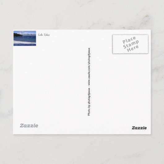 Briefkaart van het meer van Tahoe (Achterkant)