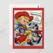  Briefkaart van het meisje van Birthday (Voorkant / Achterkant)