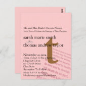 Briefkaart van het moderne monogram van het huweli (Voorkant / Achterkant)