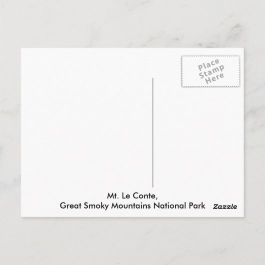 Briefkaart van het Nationaal Park LeConte Smoky Mo (Achterkant)