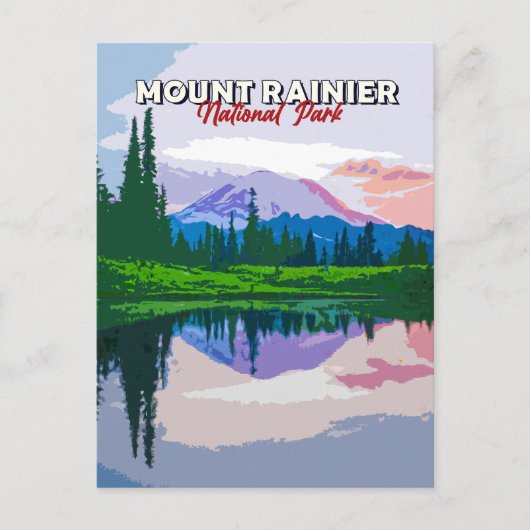  Briefkaart van het nationaal park Mount Rainier (Voorkant)