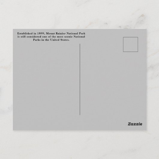 Briefkaart van het Nationaal Park Mount Rainier (Achterkant)