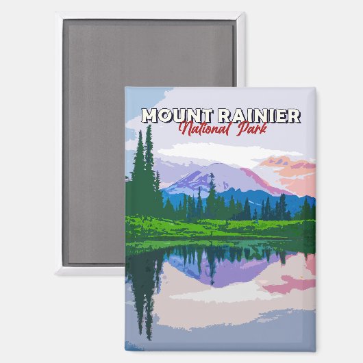  Briefkaart van het nationaal park Mount Rainier Magneet (Voorkant / Achterkant)