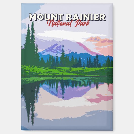 Briefkaart van het nationaal park Mount Rainier Magneet (Voorkant)