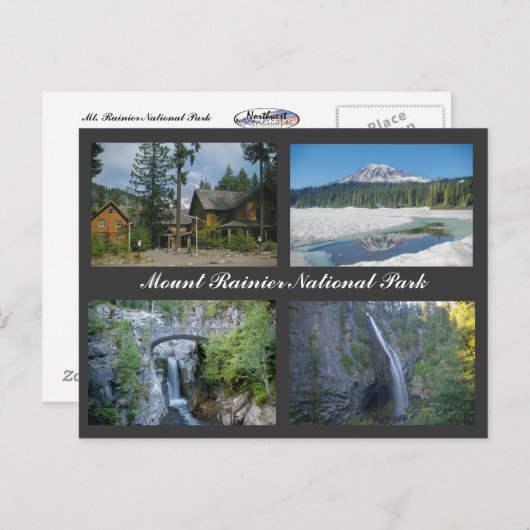 Briefkaart van het nationaal park Rainier (Voorkant / Achterkant)