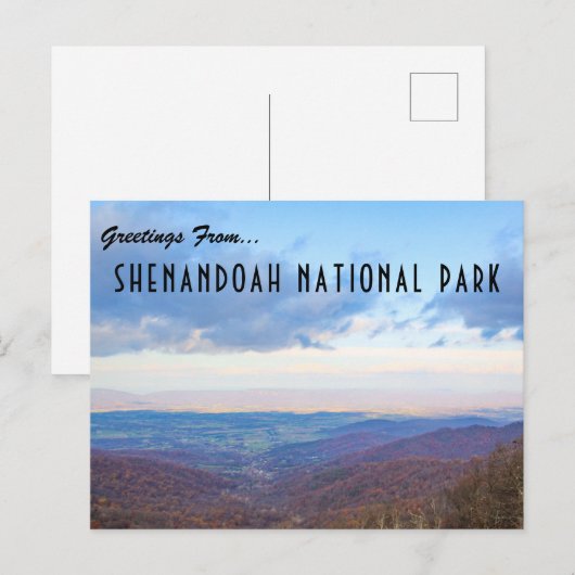 Briefkaart van het Nationaal Park Shenandoah (Voorkant / Achterkant)
