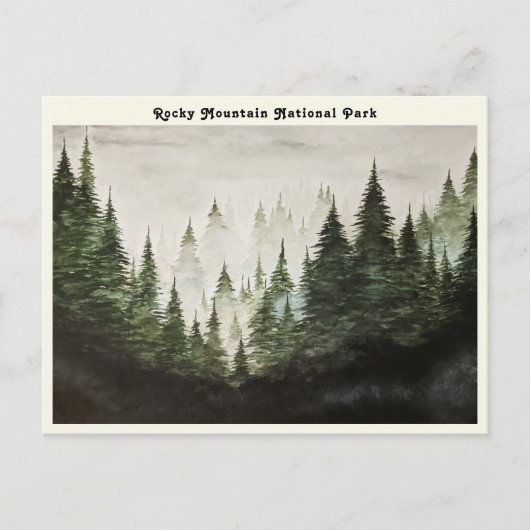 Briefkaart van het nationale park Rocky Mountain (Voorkant)